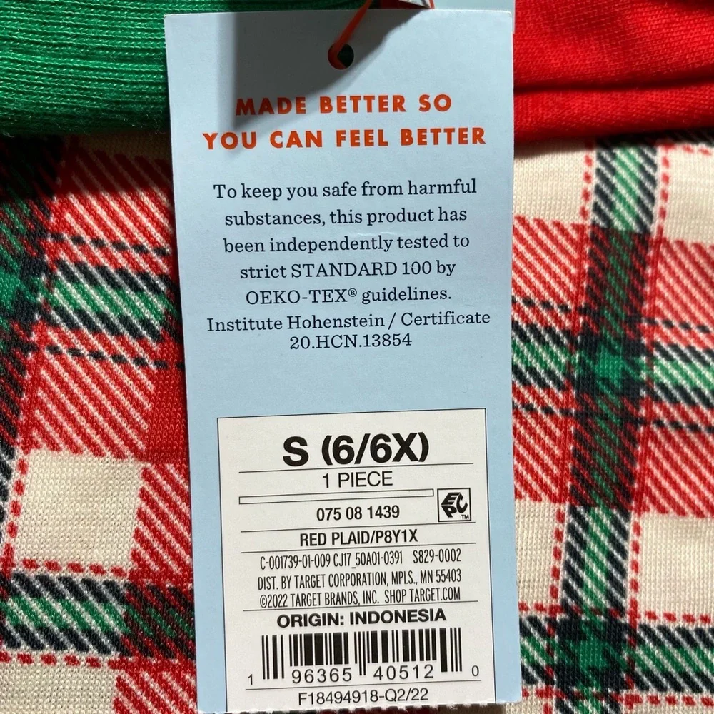 Cat & Jack Girls Christmas Plaid Sleepwear‎ Sleep Shirt Nightgown Size S (6-6x)